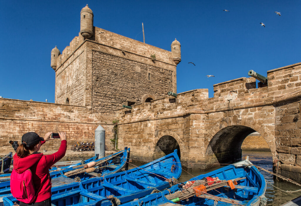Blue fishing boats in Essaouira’s port