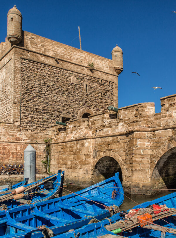 Blue fishing boats in Essaouira’s port