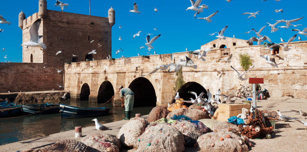 Old fortress walls and cannons in Essaouira