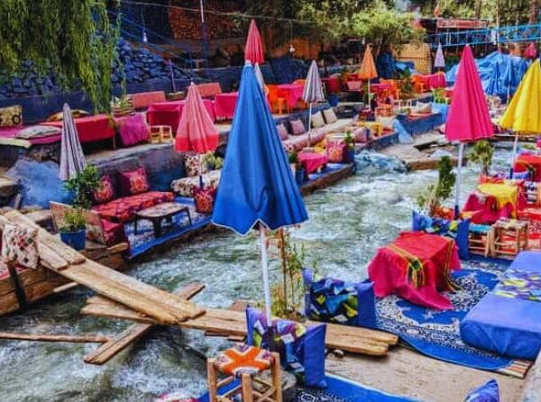 Traditional Moroccan tagine served by the riverside
