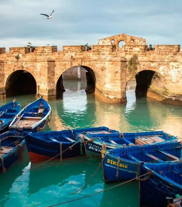 Blue fishing boats in Essaouira’s port