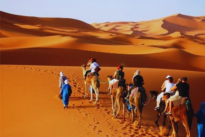 A scenic 5-day journey from Marrakech to Fes through the Atlas Mountains, Sahara Desert, kasbahs, and gorges.